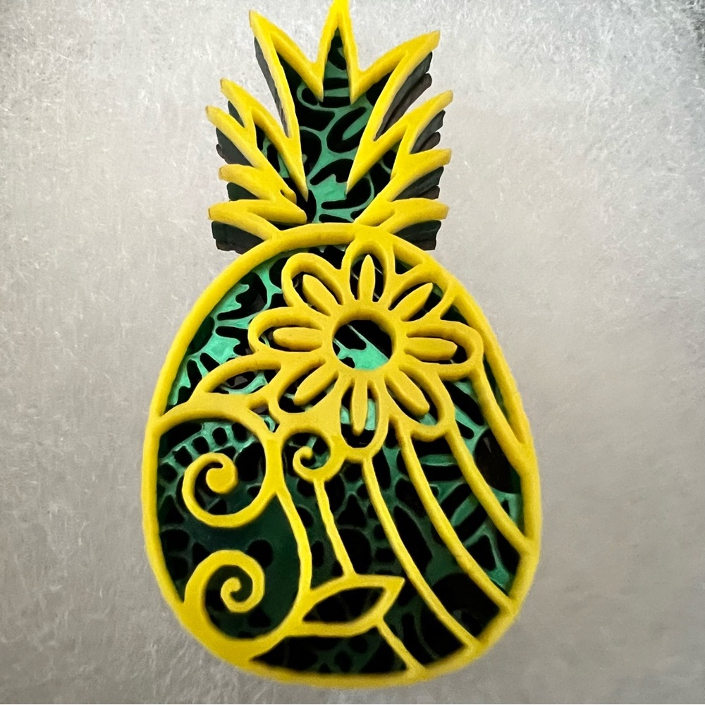 13 Street Galleria pineapple acrylic brooch